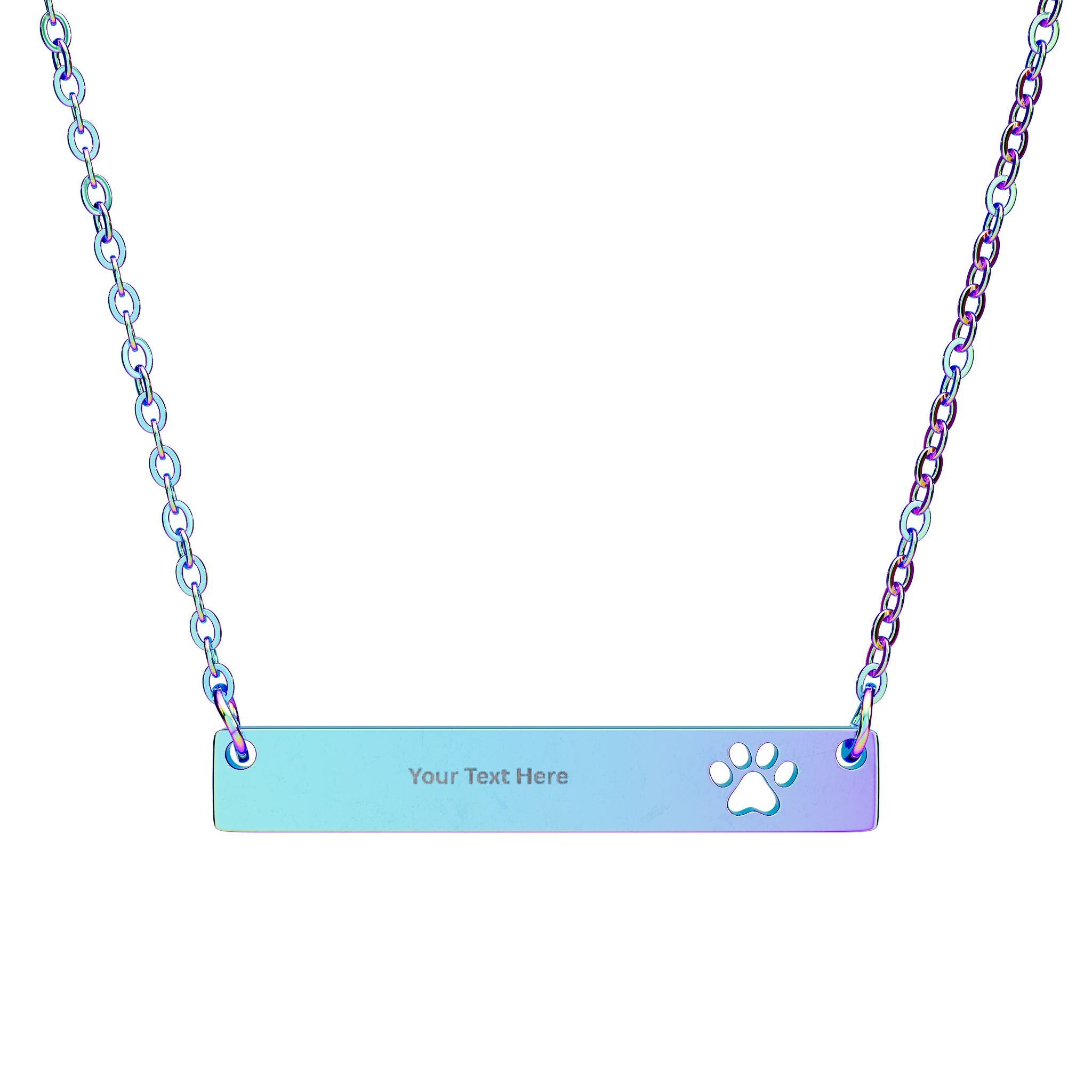 Paw Cutout Bar Necklace Personalized Engraved Pet Paw Pendant