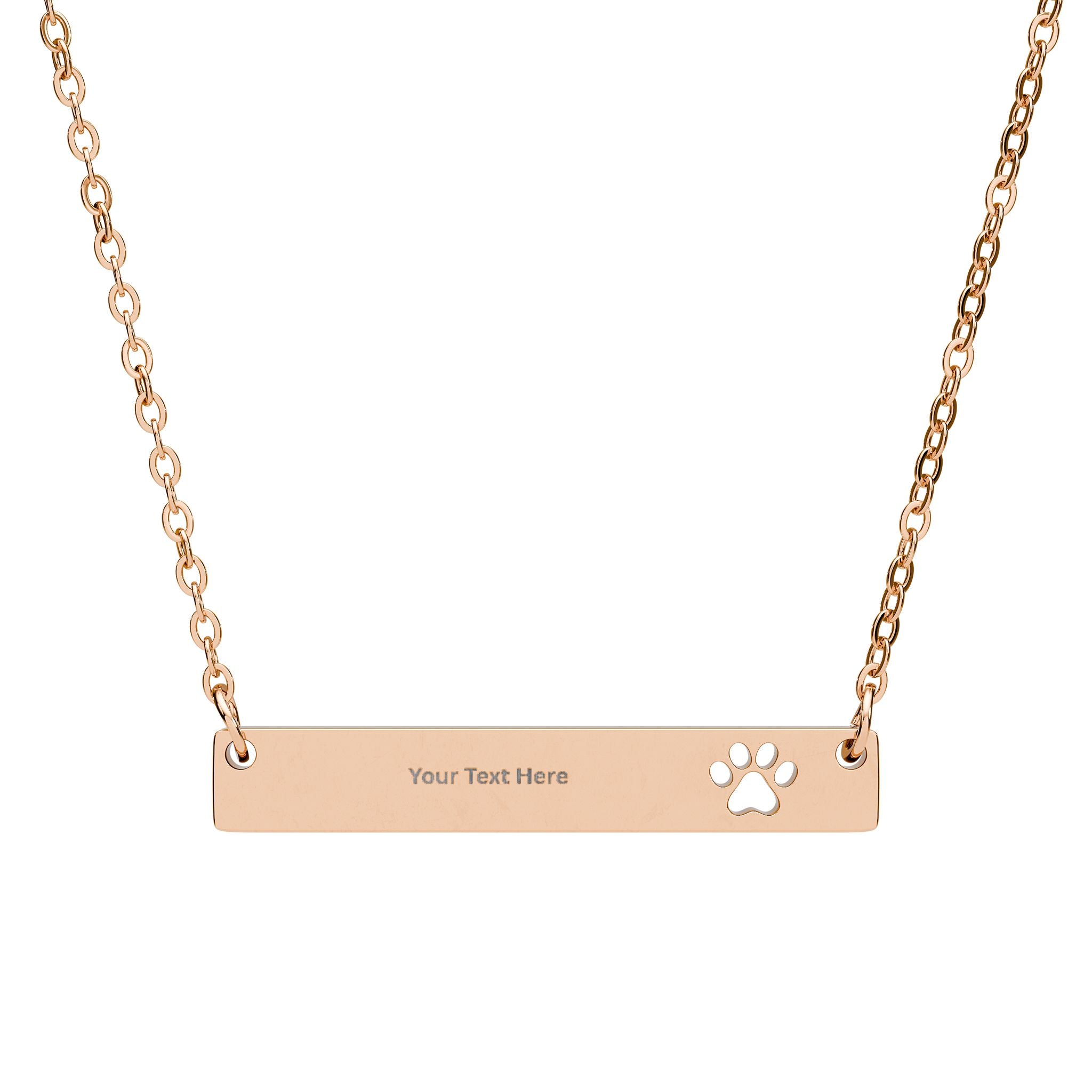 Paw Cutout Bar Necklace Personalized Engraved Pet Paw Pendant