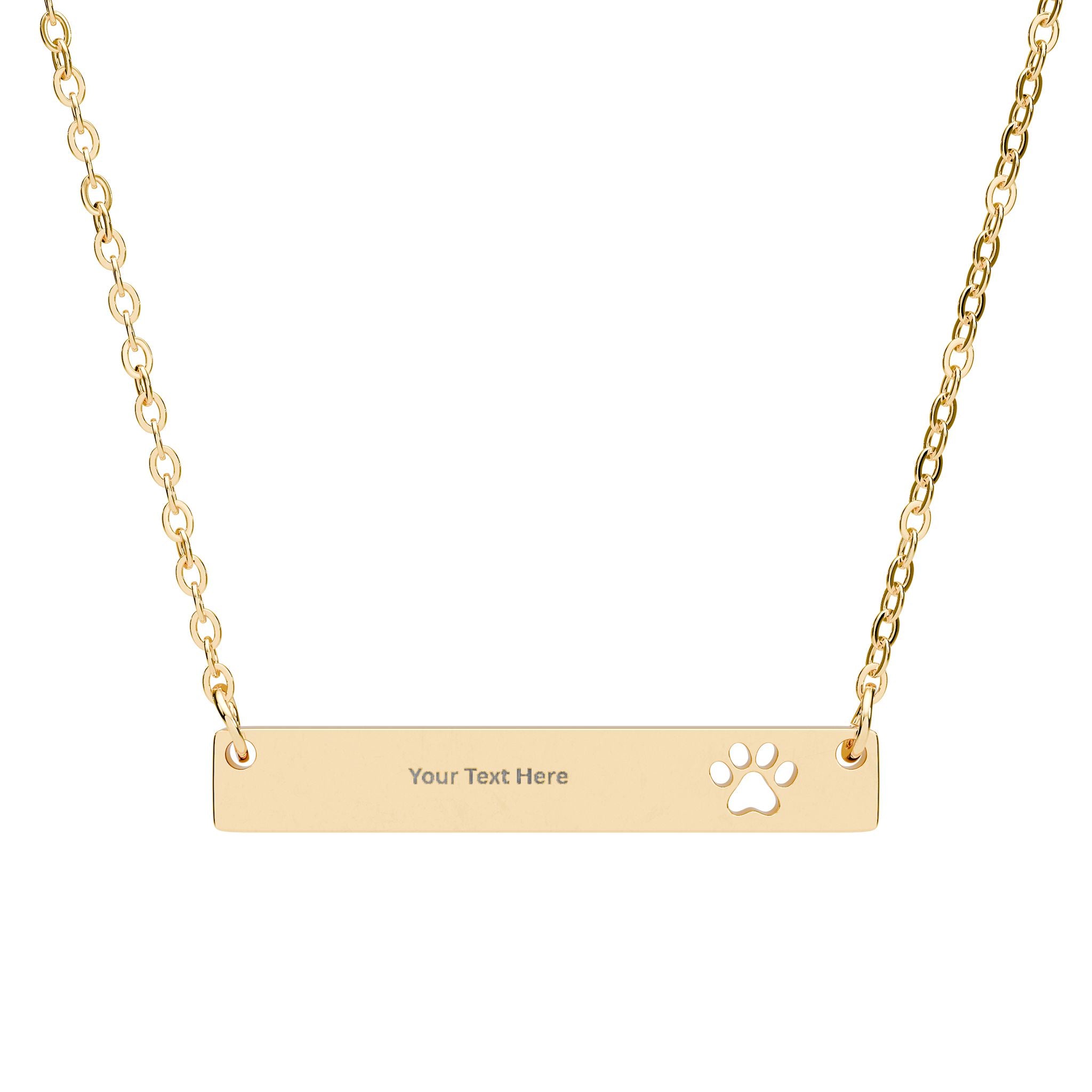 Paw Cutout Bar Necklace Personalized Engraved Pet Paw Pendant