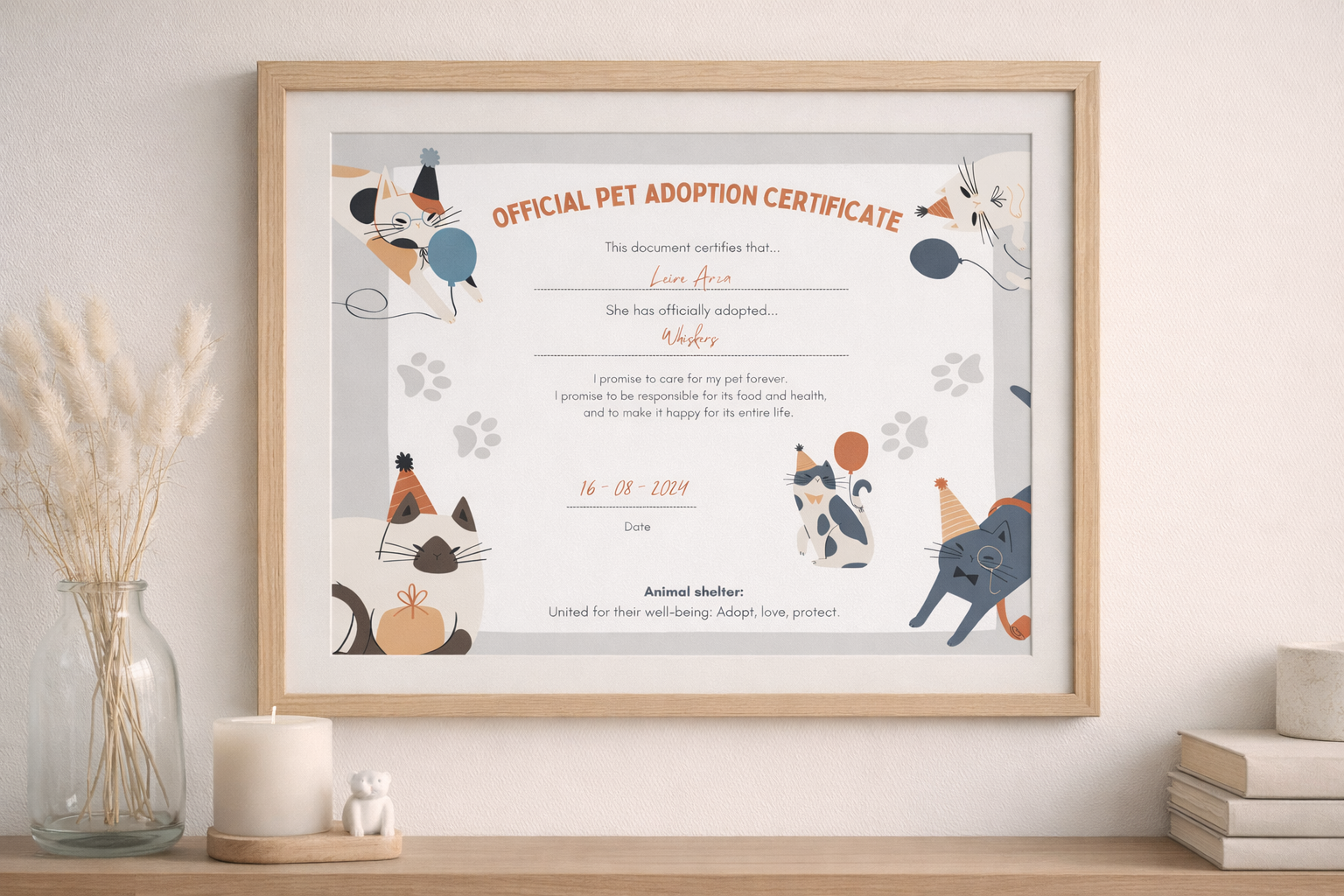 PRINTABLE PDF OFFICIAL PET ADOPTION CERTIFICATE