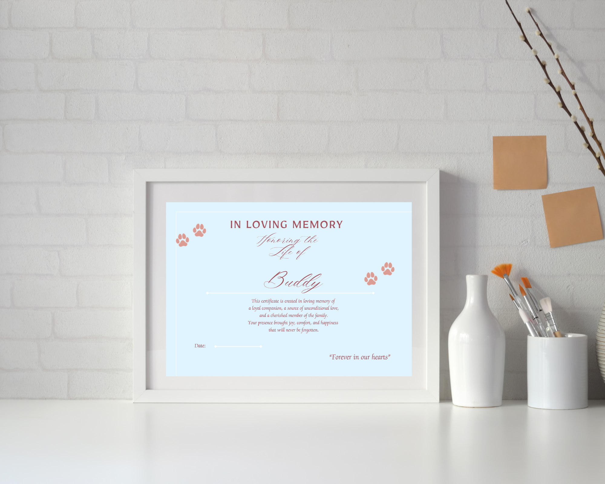 “In Loving Memory” Certificate